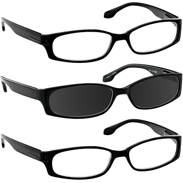 Fashion Reading Glasses 1.75 2 Black 1 Black Sun (3 Pack) F503