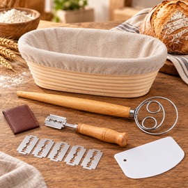10-Inch Oval Banneton Proofing Basket Set for Sourdough Baking – Practical Bread Making Tools for Home Bakers