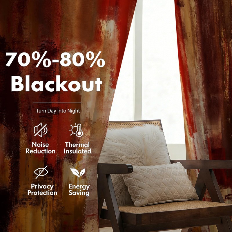 Ine Ive Burnt Orange Abstact Art Blackout Curtains 42x84 Inches