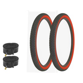 ALTALINE Bicycle 26" x 2.125" Black/Red Side Wall 2 Tires W/Tubes AL-1333 Diamond Style | (Two Tire) + (Two Standard Tube)