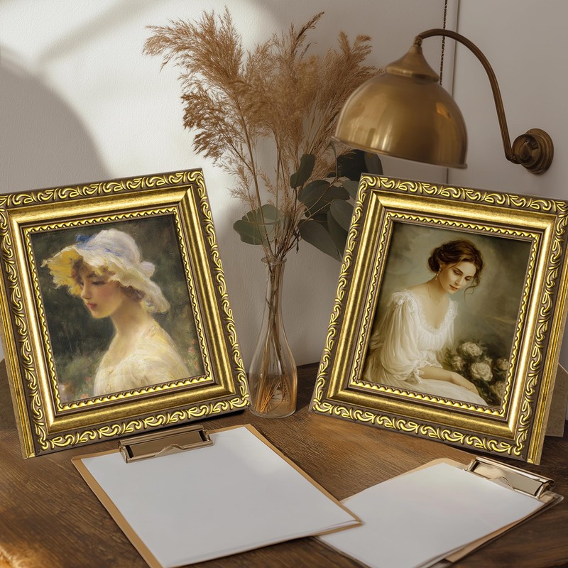 eletecpro 4x4 Picture Frames Set of 4, Ornate Frames with