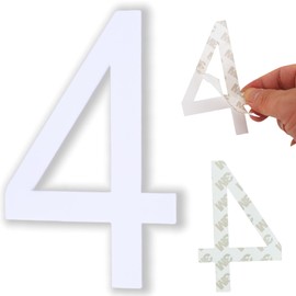 3 Inch House Numbers, Self-adhesive Mailbox Numbers Modern House Numbers for Outside Address Numbers for House Office Hotel Room Farmhouse Easy to Install Strong adhesive backing (White 4)