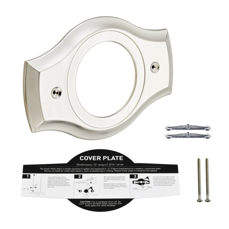 Renovation Shower Cover Plate for 2-Handle or 3-Handle to 1-Handle