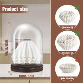 SF.Apesiki Modern Minimalist Coffee Wave Filter Paper Storage – High Borosilicate Glass Dome & Walnut Wood Base Storage Container for Coffee Accessories