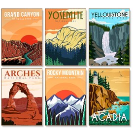 Offito 6 Pack Paint by Numbers Kit for Adults Beginners - 10x14 Inch National Park Adult Paint by Number Kits on Canvas, DIY Acrylic Oil Number Painting Kits for Adults, Perfect for Gift Home Decor