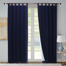 Loft Living Winmate Insulated Cotton Tab Top Curtain Panel - Pair Each 40" x 54" in Navy