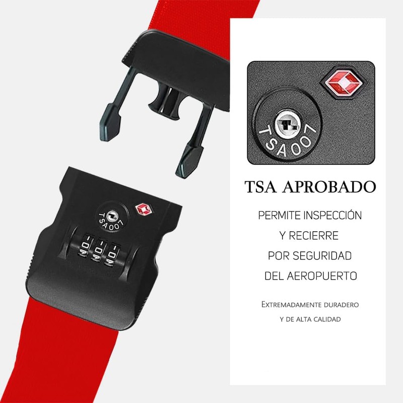 Correas de Equipaje TSA Aprobados Maleta Cinturón 4m Ajustables