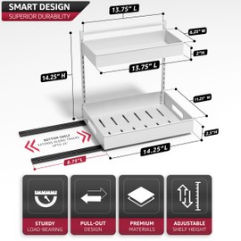 Sorbus Under Sink Organizer with Sliding Tracks and Adhesive Tape - 2-Tier Pull-Out Storage Rack for Kitchen and Bathroom - No Drill Under Sink Organization Storage Cabinet Shelf
