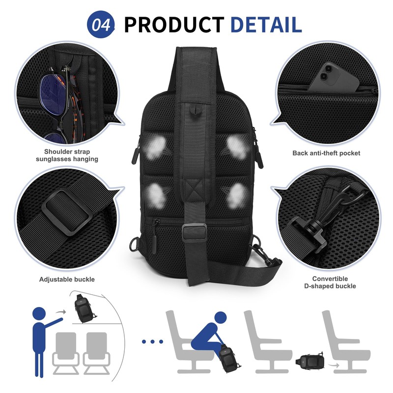 SUIKIHUM Sling Bag for Men with USB Charge Port 11",