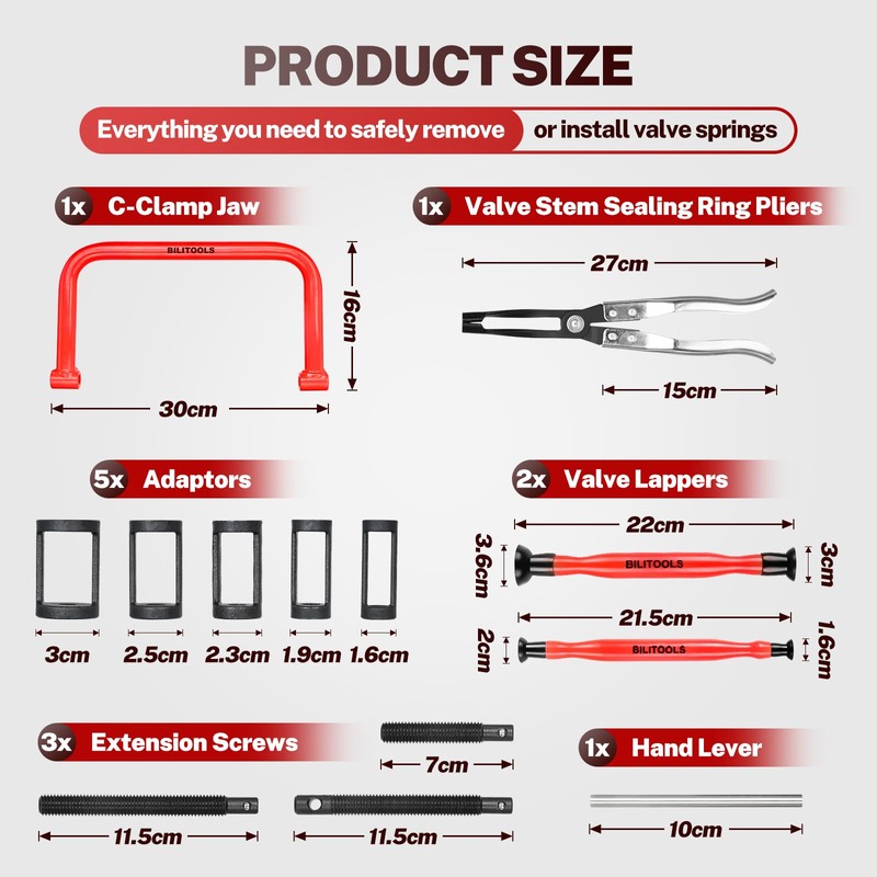 BILITOOLS 13pcs Valve Spring Compressor Tools with Straight Valve Stem