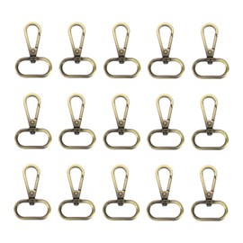 sourcing map 15Pcs Swivel Clasps, 0.98 Inch Oval Ring Lobster Clasp Claw Metal Push Gate Snap Hook for Purse Making Keychain Belt Strap, Brass