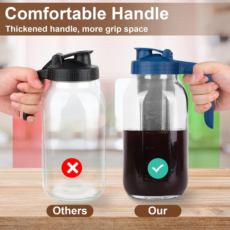 Cold Brew Coffee Maker Pitcher,32 Oz Glass Mason Jar Pitcher