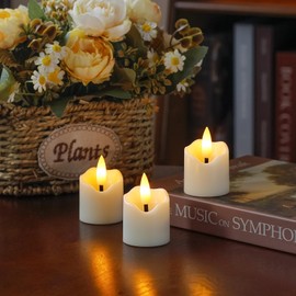 Wroxipel 6 Pack Battery Operated Auto Daily Timer Ivory Plastic LED Flameless Votive Candles, Long Runtime 1.6" x2.3" Flickering Tealight Candles with Remote Control