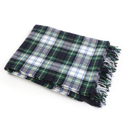 Soft 100% Irish Lambswool Throw Toss Blanket, Imported from Ireland, Traditional Celtic Tartan Plaid, Warm Heirloom Quality, Green/White