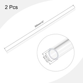 Recogwood 2Pcs Acrylic Pipe Clear Rigid Round Tube 6mm ID 8mm OD 305mm for Lamps and Lanterns, Water Cooling System