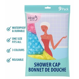 Bath Shower Cap 9-Pack Waterproof Shower Cap for Women – Reusable Hair Cover for Bath & Shower | Pink & Blue Floral Design | Comfortable Elastic Fit | Durable & Stylish Protection | Hair Protection for Women, Men, Kids – Spa, Salon, Travel Use