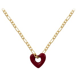 Cute Red Enamel Heart 14K Gold Plated Choker Necklace for Women Minimalist Dainty Hollow Heart Love Pendant Necklaces Adjustable Chain Fashion Jewelry Gifts for Her 17"