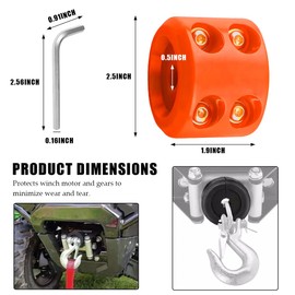 ZNDAW Winch Stopper for Cable, Rubber Winch Cable Stopper with Allem Wrench for Synthetic Rope and Wire, Wearproof Stopper Winch Saver Protect Towing Hook Univeral for ATV UTV (Orange)