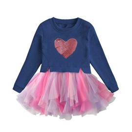 DXTON DXTON Toddler Baby Girl Fall Dresses Winter Long Sleeve Tutu Party Dresses LH4560-4T