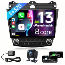 8 Core 4+32G Car Radio Stereo for Honda Accord 7th 2003 2004 2005 2006 2007: 10 inch with CarPlay Android Auto 5G WiFi Bluetooth GPS SWC Mirror Link Split-Screen DSP FM/RDS