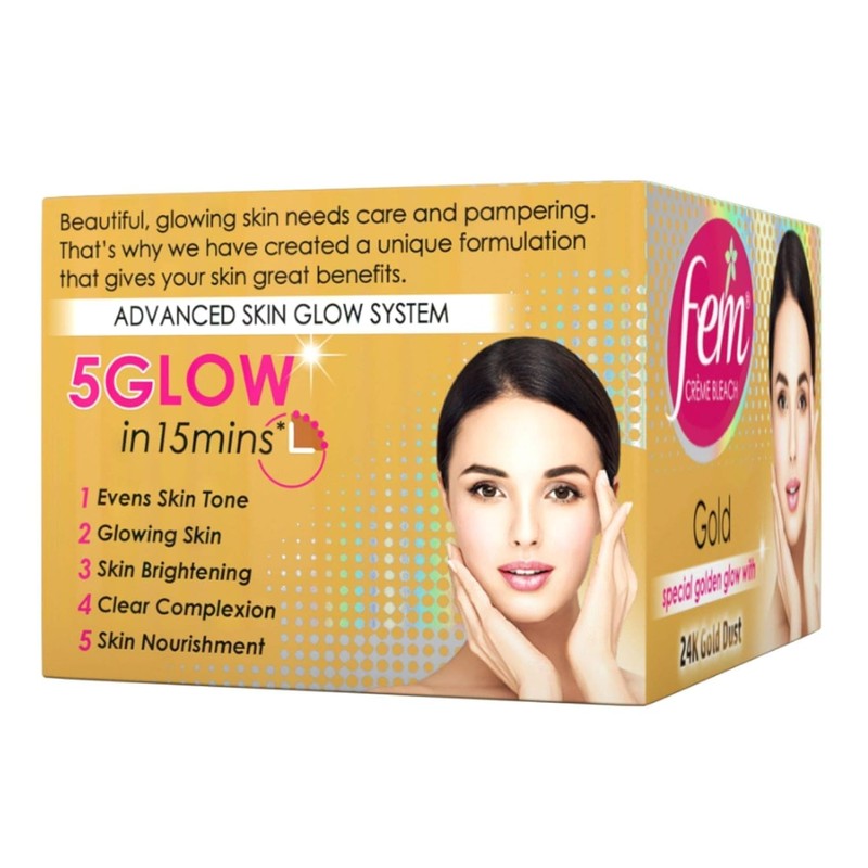 Fem Gold Cream Bleach Fairness Naturals Skin with 24K Gold