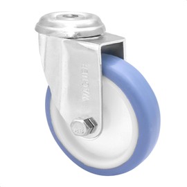 Wagner 23170001 Soft Swivel Castor with Back Hole Diameter 100 mm Height 125 mm Galvanised Steel Blue/White Load Capacity 75 kg