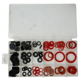 Dapetz ® 141Pc O-Rings Sealing Washers Set Assortment 18 Sizes Rubber & Fibre Round Spacer Washers for Faucet, Hose Plumbing, Tap Seal, Gasket, Fittings & Quick Repair Black and Red in Case