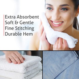 Makooz 10 Flannels Face Cloth Pack - 500 GSM 100% Cotton Towel Set - Quick Dry and Absorbent Wash Cloth - Easy Drying Kitchen and Bath Flannel for Home Spa and Professional Use (White, 30x30 CM)