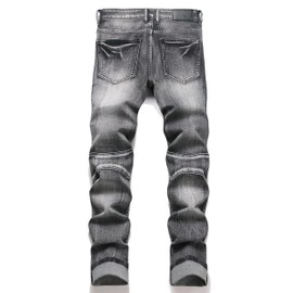 OIIIO Men's Retro Straight-Fit Stretch Jean (28, 1235 Grey Wash)