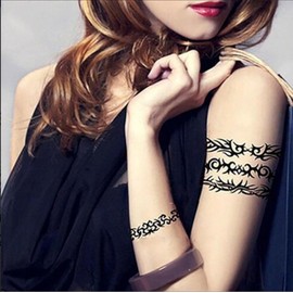 10 Hojas De Tatuajes Temporales Con Anillos Para Piernas, Brazaletes Y Tótems, Resistentes Al Agua Y Realistas, Para Mujeres Y Hombres.