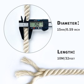 Cotton Cord Cotton Rope Yarn Thick Rope 15 mm Macrame Rainbow DIY Set (10 m)