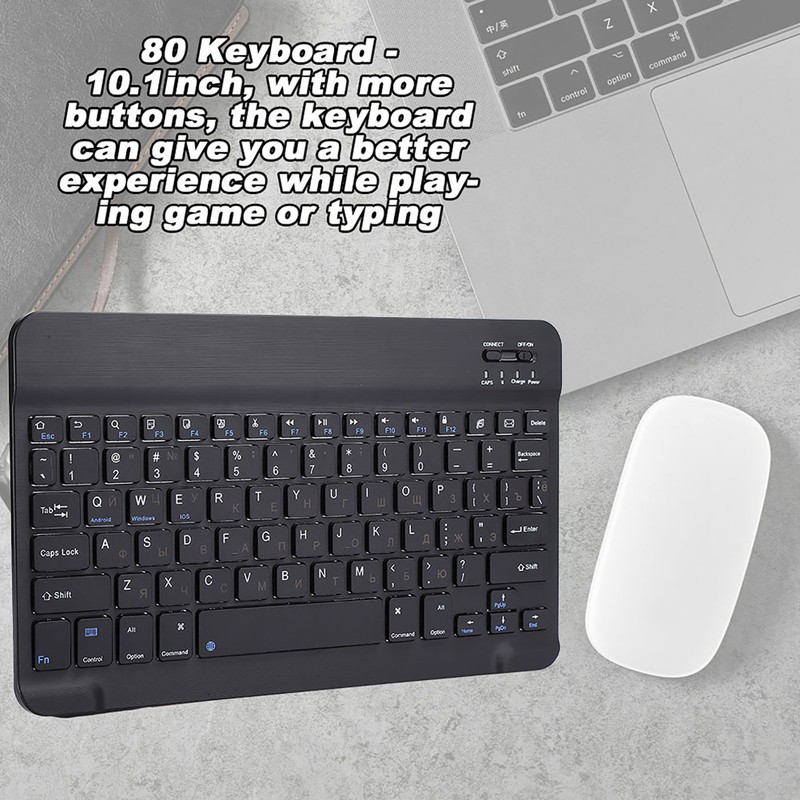 Russian 10.1" Slim Ultra Wide Wireless 80‑key Keyboard Bluetooth 3.0