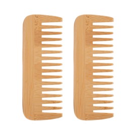 2 Pieces Wide Tooth Hair Comb, Wooden Wide Tooth Hair Comb, Wooden Curling Comb, Anti-Static Hair Comb For Combing, Styling And Trimming