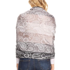 Sakkas 18201 - Marga Women's Silky Soft Reversible Paisley Woven Pashmina Scarf Shawl Wrap - Light Grey - OS