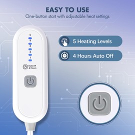 VELLUBAM Heated Throw 50" x 60" - Soft Flannel Sherpa Electric Blanket with 5 Heating Levels & 4 Hours Auto Off, Heating Blanket Throw as a Gift for Grandma, Machine Washable (Navy)