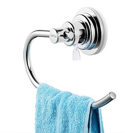 Modern Vacuum Suction Towel Holder for Bathroom - Chrome