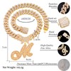 JNCTCOE Cuban Link Chain for Women Cursive Silver Initial 14MM