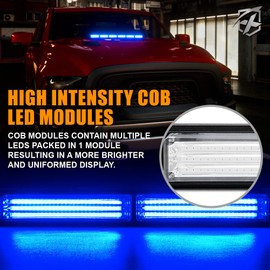 Xprite 35" COB LED Emergency Traffic Advisor Strobe Light Bar, w/Control Box Rear Windshield Deck Safety Hazard Warning Flashing Lightbars, for Specific Police Volunteer POV Vehicles Trucks-Blue