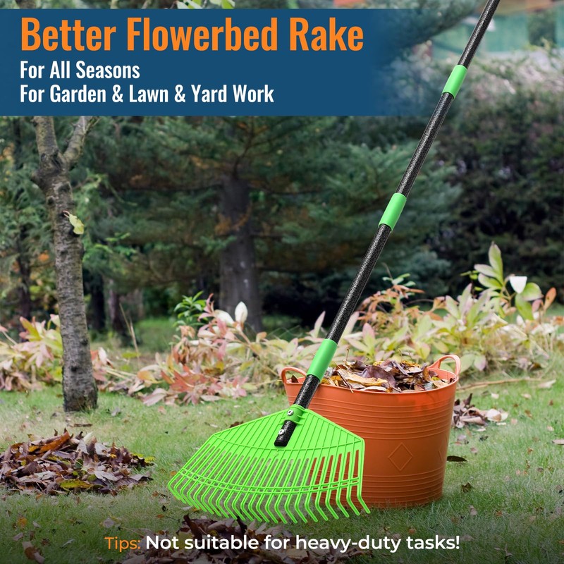 Plastic Leaf Rake with Adjustable 73'' Handle-Lightweight&Anti-Break Nylon Head,16.5'' Wide