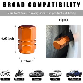 Wevdn 4 PCS Car Tire Valve Caps, Anti-Corrosion Aluminum Alloy Valve Stem Dust Caps with Rubber Seal, Leak-Proof Tire Valve Cover for SUV Truck Motorcycle Bike, Car Accessories (Orange)