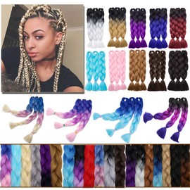 24 inch Jumbo Braid Hair Extensions Long Rainbow Colorful for Kids DIY High Temperature Synthetic Fiber Red 3 Bundles