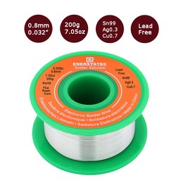 E ENERSYSTEC Electronic Solder Wire Rosin Core Lead Free Electronics Soldering PB Free Solder 0.8mm 200g Fine Alloy Solder Sn99 Ag0.3 Cu0.7 Connector PCB Soldering 0.032in 7.05oz