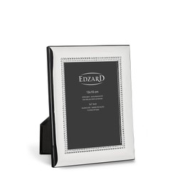 EDZARD Turin Picture Frame (13 x 18 cm), Elegant Silver-Plated, Tarnish-Resistant, Pearl Edge, 2 Hangers, Photo Frame, Silver Frame in Portrait and Landscape Format