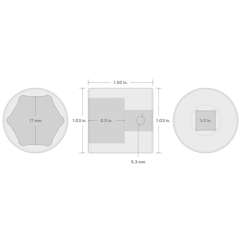 TEKTON 1/2 Inch Drive x 17 mm 6-Point Impact Socket