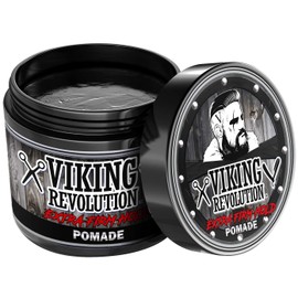 Viking Revolution Extreme Hold Pomade for Men – Style & Finish Your Hair - Extra Firm,Strong Hold & High Shine for Men’s Styling Support - Water Based Male Grooming Product is Easy to Wash Out, 4oz