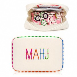 Bolsa vacía de azulejos Mahjong con cierre engrosada American Mahjong Rack Bolsas de almacenamiento para piezas de juego de mesa, juegos, fiesta, viajes, reuniones, accesorios, 10 x 6.8 x