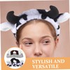 NOLITOY 2pcs Cow Print Skincare Headbands Fluffy Makeup Hair Bands