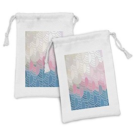Ambesonne Abstract Fabric Pouch Set of 2, Striped Motifs in Various Tones Drawn by Hand, Small Drawstring Bag for Toiletries Masks and Favors, 9" x 6", Multicolor