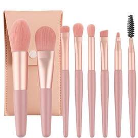 Professional Makeup Brushes Set Mini Makeup Brushes 8Pcs Portable Make up Set Premium Makeup Brushes Kits with PU Leather Bag Foundation Powder Cosmetic Brush Blush Blending Eyeshadow Brushes Sets