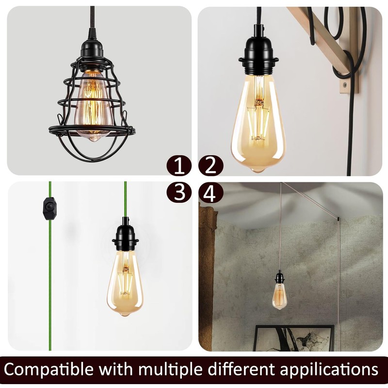 LEDSone Industriële Hanging Lamp Set, E27 Hanging Lamphouder, 4 Metre